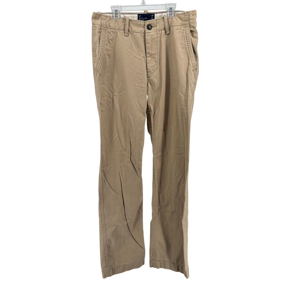 American Eagle Khaki Chino Pants Mens 32x36 Straight Boot Cut, 100% Cotton
